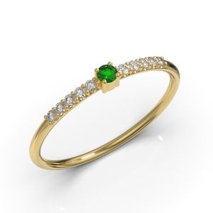 Minimalist Dainty Yellow Gold Round Center CZ Ring